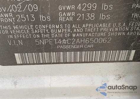 2010 Hyundai Sonata Gls from USA, damaged, VIN 5NPET4AC2AH650062